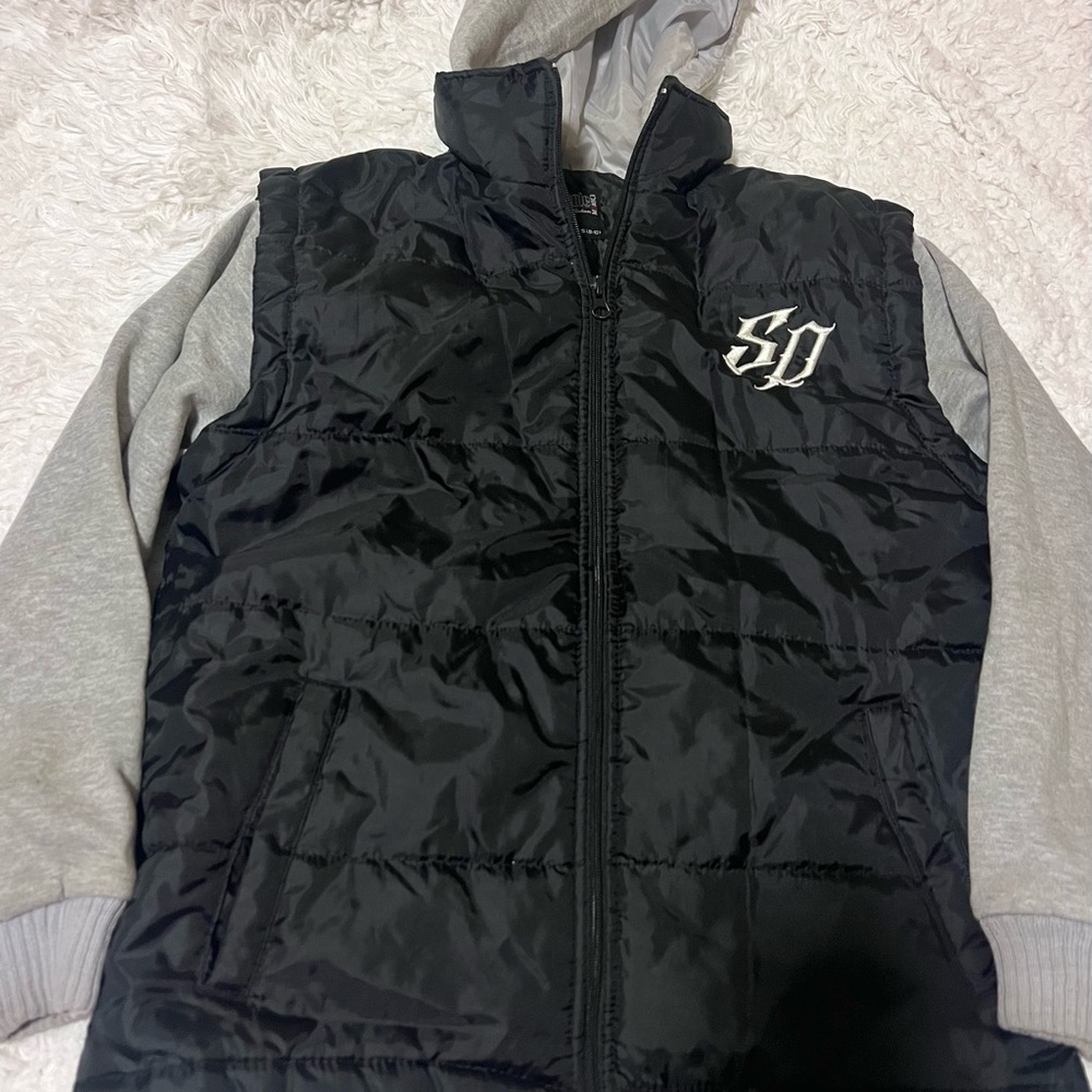 South Pole Black and Gray Kids Puffer Vest